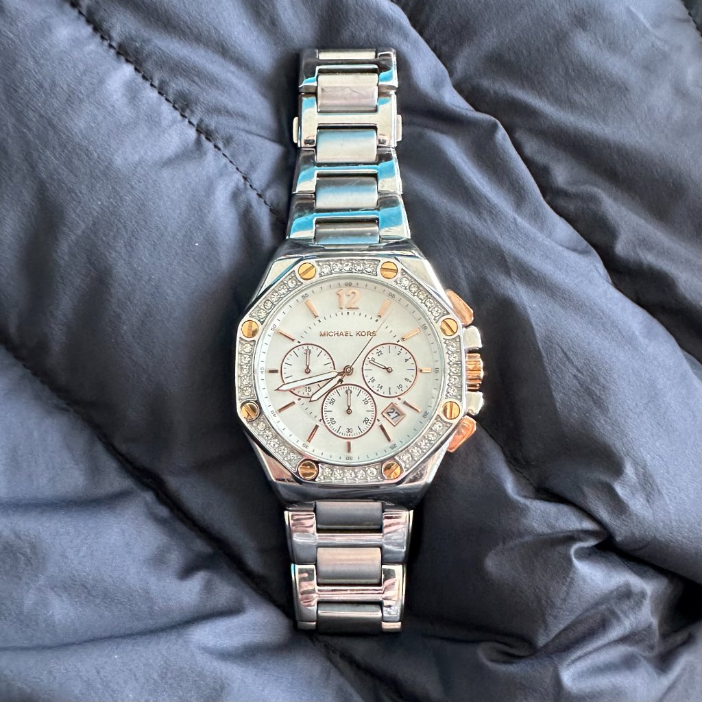 Michael Kors Knox Chronograph Stainless Steel Octagonal Silver / Rose Gold